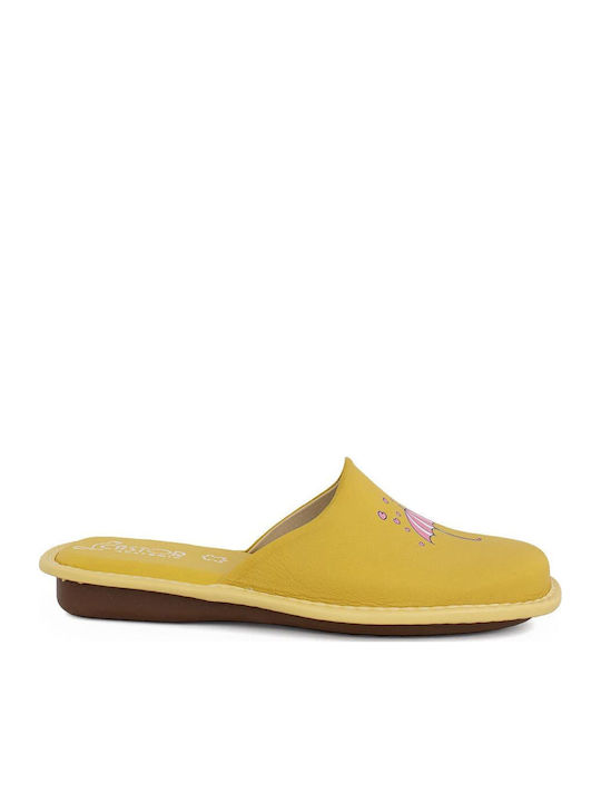 Anatomische Lederne Damen Hausschuhe Gelbe