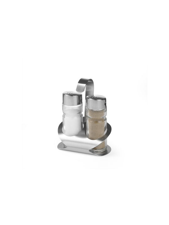 Hendi Set Sare și Piper Inox cu Suport 2buc