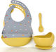 Baby Cloud Feeding Set Boats made of Silicone with Non-Slip Base Gray 4pcs for 6+ months