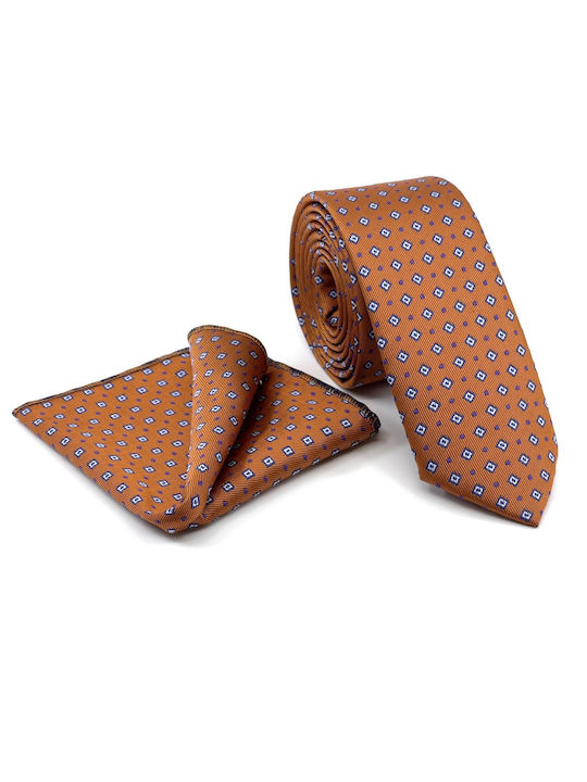 Legend Accessories Ανδρική Γραβάτα με Σχέδια σε Πορτοκαλί Χρώμα