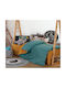 Nef-Nef Homeware Little Monsters Stars Set Kids Duvet Cover Single with Pillowcase Cotton Petrol 160x240cm 031347