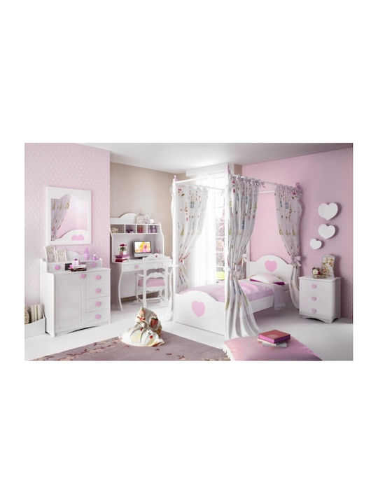 Set de Dormitor pentru Copii Tinos Alb 5buc cu Pat pentru Saltea 90x190buc