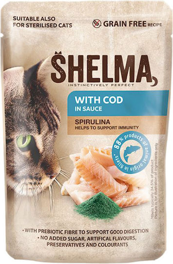 Shelma Wet Food for Cats in Pouches with Cod Grain-Free 85gr