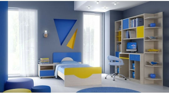 Σετ Παιδικού Δωματίου Amorgos Beige Eiche 5Stück mit Bett für Matratze 90x190cm