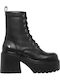 Booties Δερμάτινα Γυναικεία Αρβυλάκια με Ψηλό Τακούνι Μαύρα
