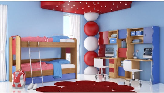 Σετ Παιδικού Δωματίου Samos Mehrfarbig Anegre 6Stück mit Bett für Matratze 90x190cm