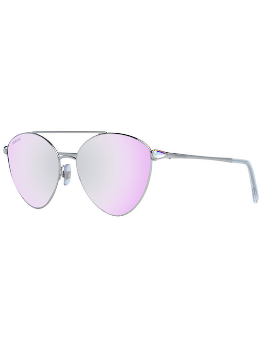 Swarovski Women's Sunglasses with Silver Metal Frame and Pink Lenses SK0286 16Z