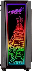 Mars Gaming MC-ART Jocuri Turnul Midi Cutie de calculator cu fereastră laterală și iluminare RGB Negru