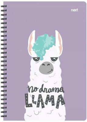 Next Spiral Notebooks Ruled A4 70 Sheets 2 Subjects Trends Lama Purple 3pcs