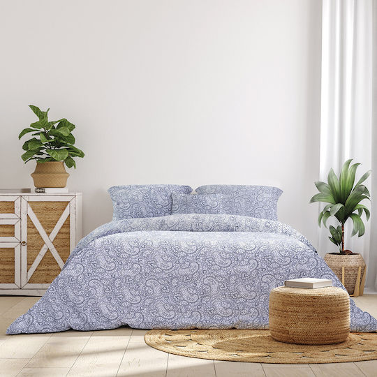 Beauty Home Σετ Παπλωματοθήκη Βαμβακερή Μονή με Μαξιλαροθήκη 160x240cm Louros 11180 Γαλάζια