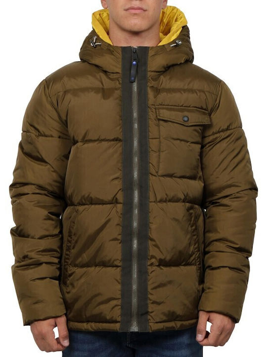 Scotch & Soda Χειμωνιάτικο Μπουφάν Puffer Χακί