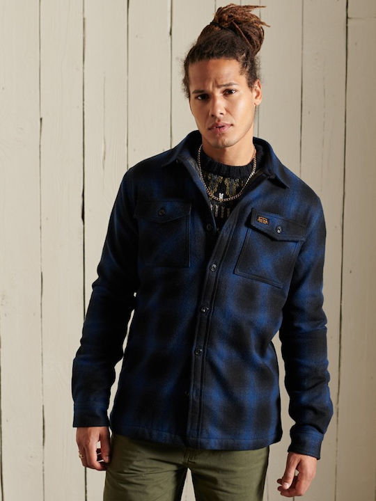 Superdry Vintage Miller Ανδρικό Πουκάμισο Μακρυμάνικo Καρό Roscoe Check Charcoal