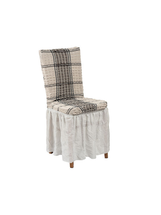 Beauty Home 8529 Elastische Abdeckungen Für Stuhl Beiges Mit Volant 6 Stück