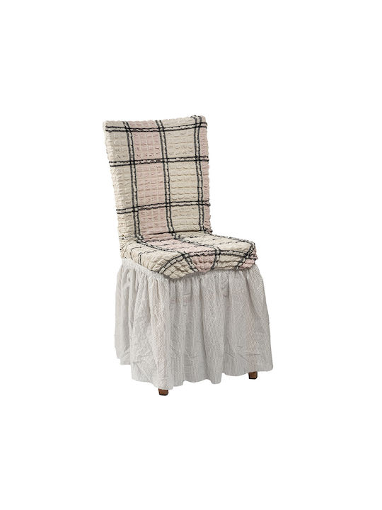 Beauty Home 8527 Elastische Abdeckungen Für Stuhl Beiges Mit Volant 6Stücke