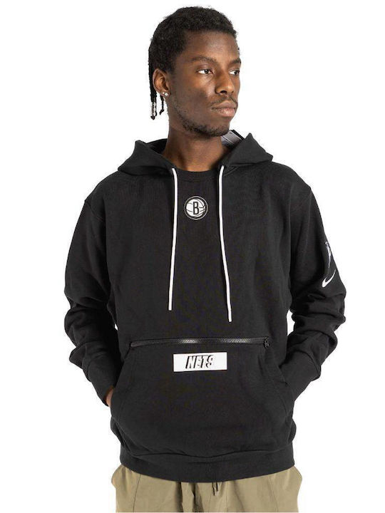 Nike Brooklyn Nets Courtside Men's Sweatshirt with Hood and Pockets Black