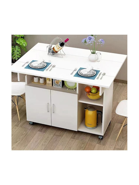 Table Kitchen Collapsible Wooden White 80x70x75cm