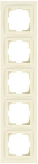 Eurolamp Switch Frame 5 Positions Vertical Installation in Beige Color 152-10284