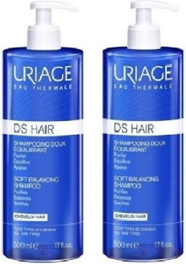Uriage DS Hair Soft Balancing Sampon de Par Împotriva Mătreții și a Mătreții Pentru Toate Tipurile de Păr 2x250ml