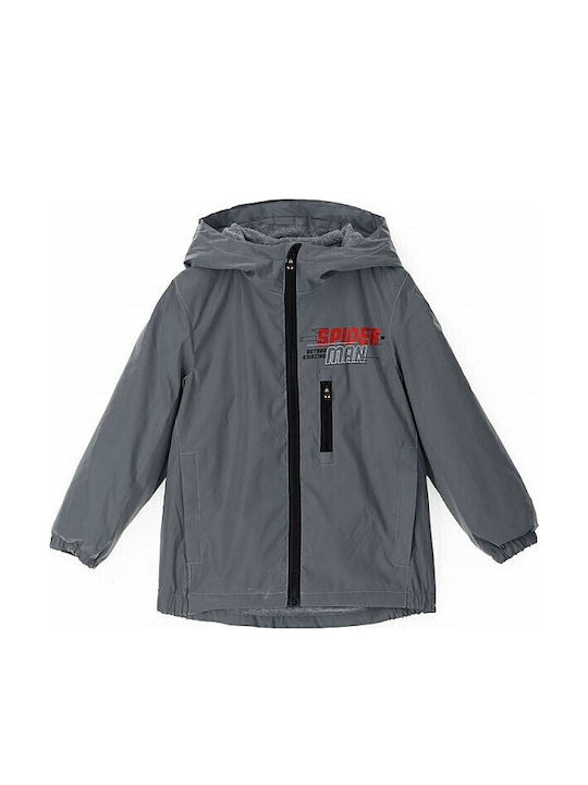 Kids Casual Short Jacket with Hood Grey