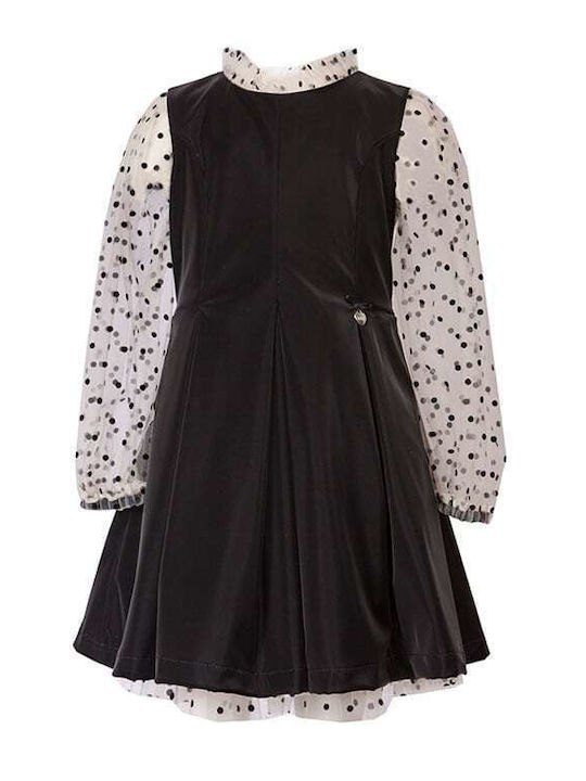 Children's Dress Long Sleeve Velvet Black