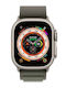 Apple Watch Ultra Titanium 49mm Αδιάβροχο με eSIM και Παλμογράφο (Green Alpine Loop Small)