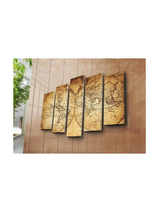 Homeplus Maps Fivefold Painting Wooden 110x60cm