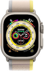 Apple Watch Ultra Titanium 49mm Αδιάβροχο με eSIM και Παλμογράφο (Yellow/Beige Trail Loop M/L)