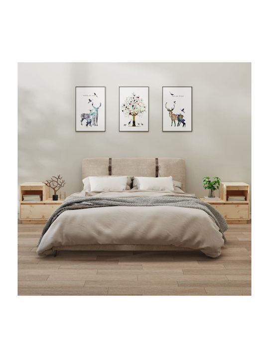 Noptiere din Lemn Masiv Bej 2buc 60x34x51cm