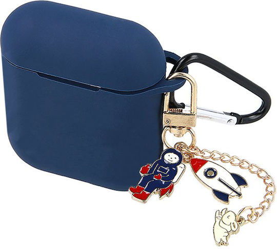 TelForceOne Pendant and Carabiner Θήκη Σιλικόνης με Γάντζο σε Μπλε χρώμα για Apple AirPods 1 / AirPods 2