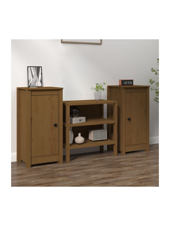 Living Room Cabinet Made of Solid Wood Brown Ho...