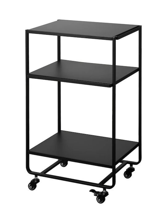 Yamazaki Free Standing Metallic Wine Rack with Wheels Black 38x49x81.5cm