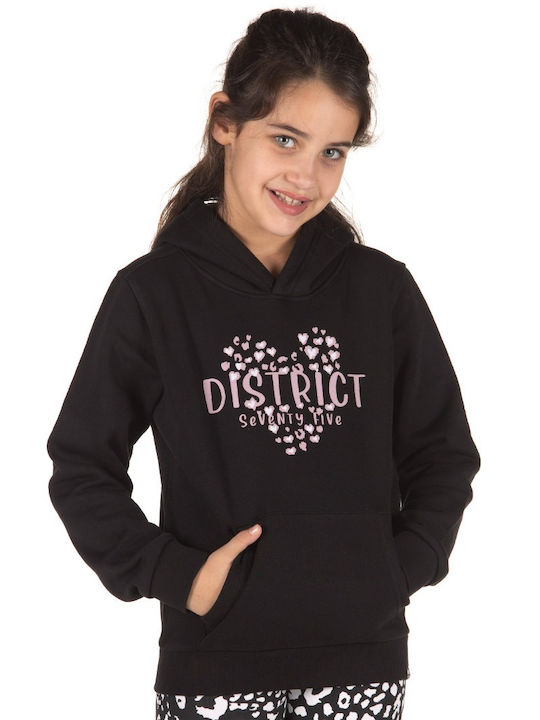 Kinder-Sweatshirt mit Kapuze und Taschen Schwarz