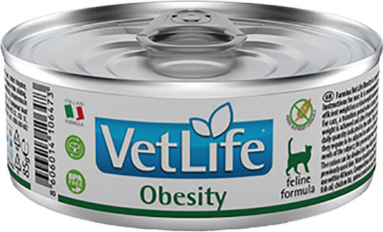 Farmina Vet Life Obesity Wet Food for Adult Cats in Cans with Chicken, Sardine and Tuna Diet 85gr