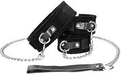 Shots Ouch Velcro Collar with Leash & Hand Cuffs Σετ για Δέσιμο Λαιμού & Άκρων σε Μαύρο Χρώμα