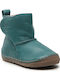 Leather Kids Boots with Velcro Turquoise