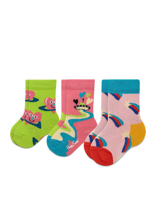 Happy Socks Παιδικές Κάλτσες Μακριές Kids Hearts Πολύχρωμες 3 Ζευγάρια