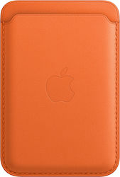 Apple Leather Wallet MagSafe Θήκη Καρτών σε Πορτοκαλί χρώμα