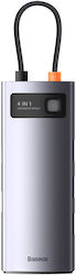 Baseus Metal Gleam Series 4-in-1 USB Hub 4 Θυρών (USB-C) WKWG070013 Baseus Metal Gleam Series 4-in-1 USB Hub 4 Θυρών (USB-C) WKWG070013