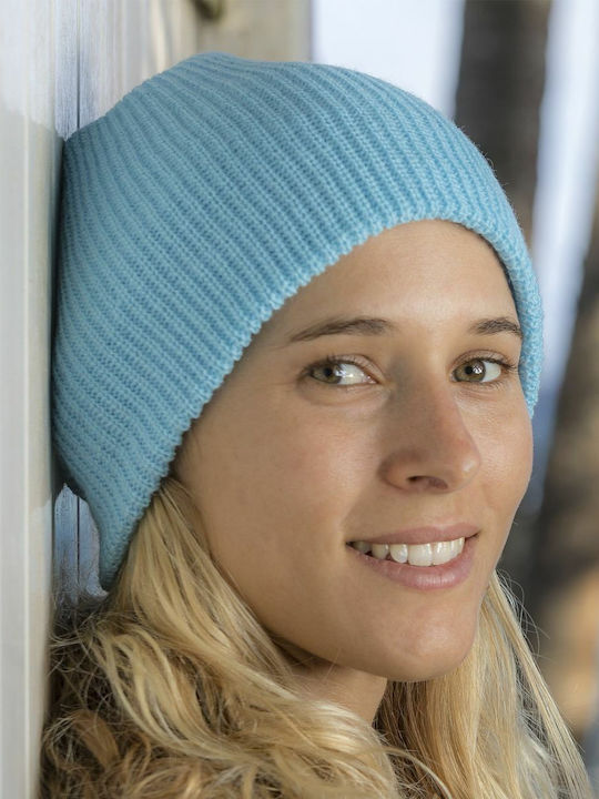 Beanie Frauen Beanie mit Rippstrick in Hellblau Farbe
