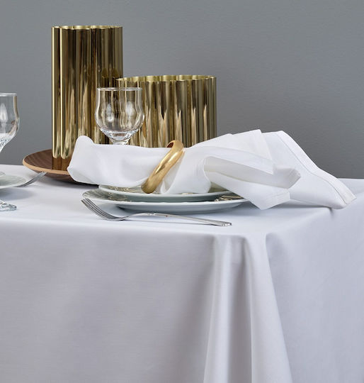 Blanc de Blanc Tischdecke Solide Linie Weiß 140x140cm