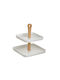 Click Porcelain Dessert Tower Stand with 2 Tiers White / Natural