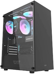 Darkflash DK100 Гейминг Midi Tower Компютърна кутия със странично прозорче Черно