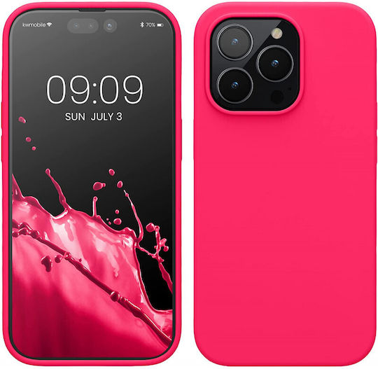 KWmobile Umschlag Rückseite Silikon Neon Pink (iPhone 14 Pro)