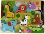 Wooden Kids Peg Puzzle Ζώα Ζούγκλας for 1+ Years 7pcs Tooky Toys