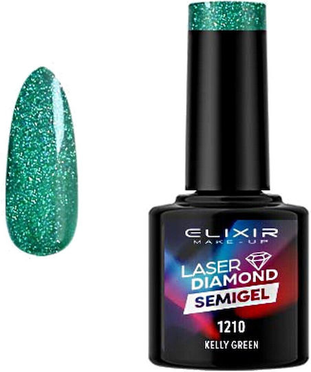 Elixir Laser Diamond Хибриден Лак за Нокти 1210 Kelly Green с Glitter 8мл 1бр