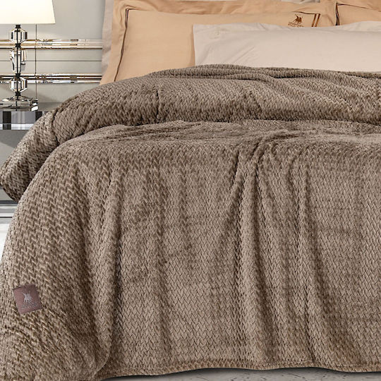 Greenwich Polo Club 2499 Κουβέρτα Fleece Υπέρδιπλη 220x240εκ. Καφέ