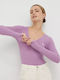 Henley Damen Bluse Langärmelig Flieder