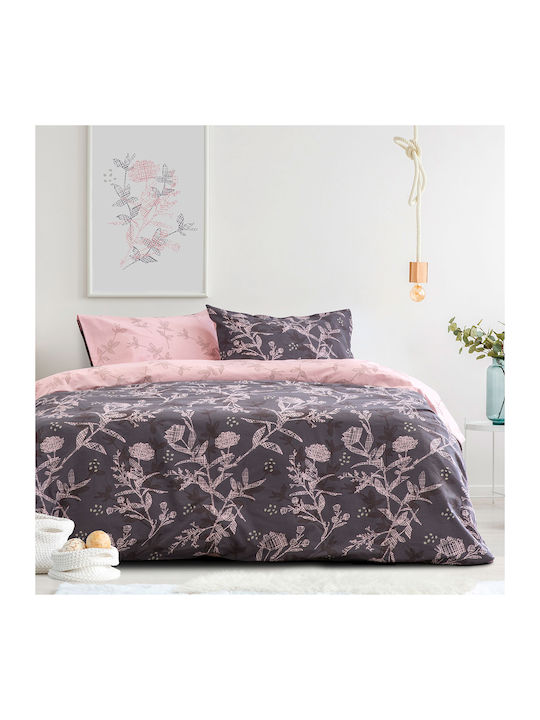 Kocoon Grunge Single Cotton Duvet Cover Set with Pillowcases 165x245 Rose / Gray 30562