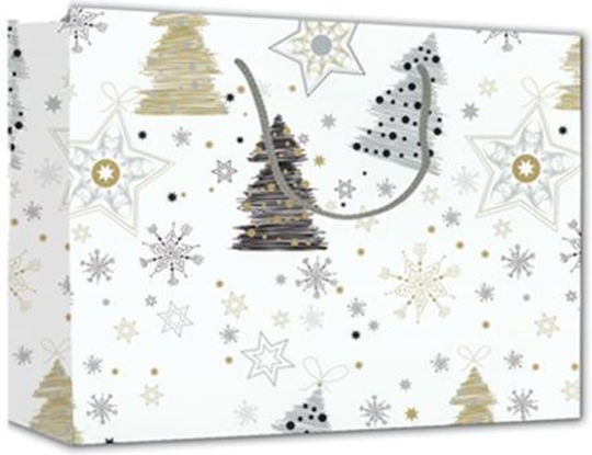 Next Christmas Bag "trees" Paper Christmas Bag for Gift White 36x12x26cm.