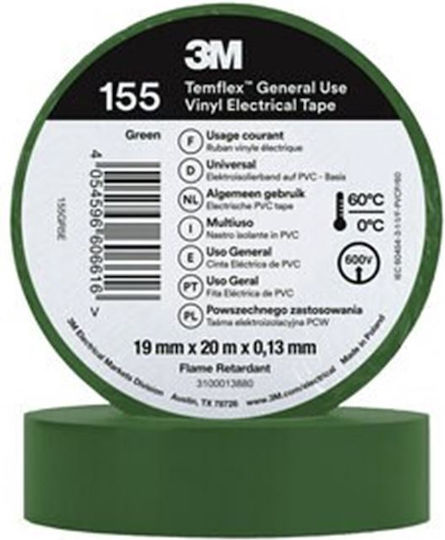 3M Μονωτική Ταινία 19mm x 20m Temflex 155 Πράσινη